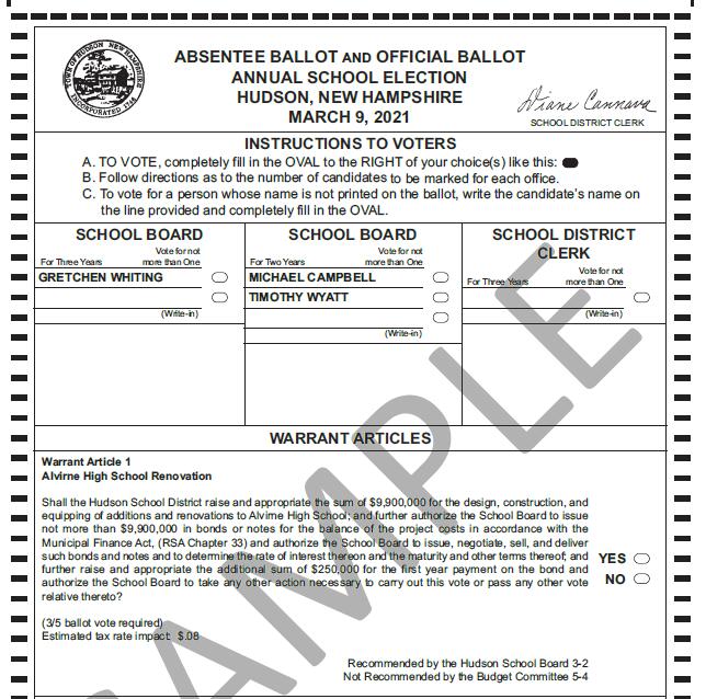 Image of sample ballot